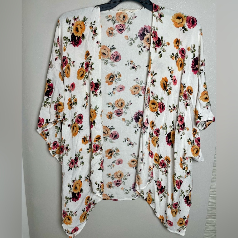 American Threads Floral Print Kimono Cardigan